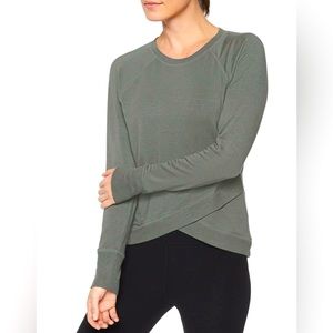 Athleta Beyond Soft Green Criss Cross Sweatshirt. Size women’s Small